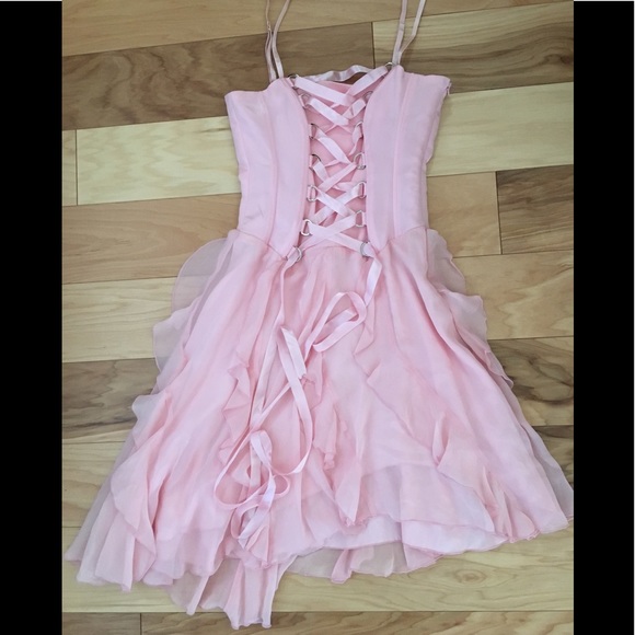 bebe Dresses & Skirts - Pink asymmetrical ballerina corset dress